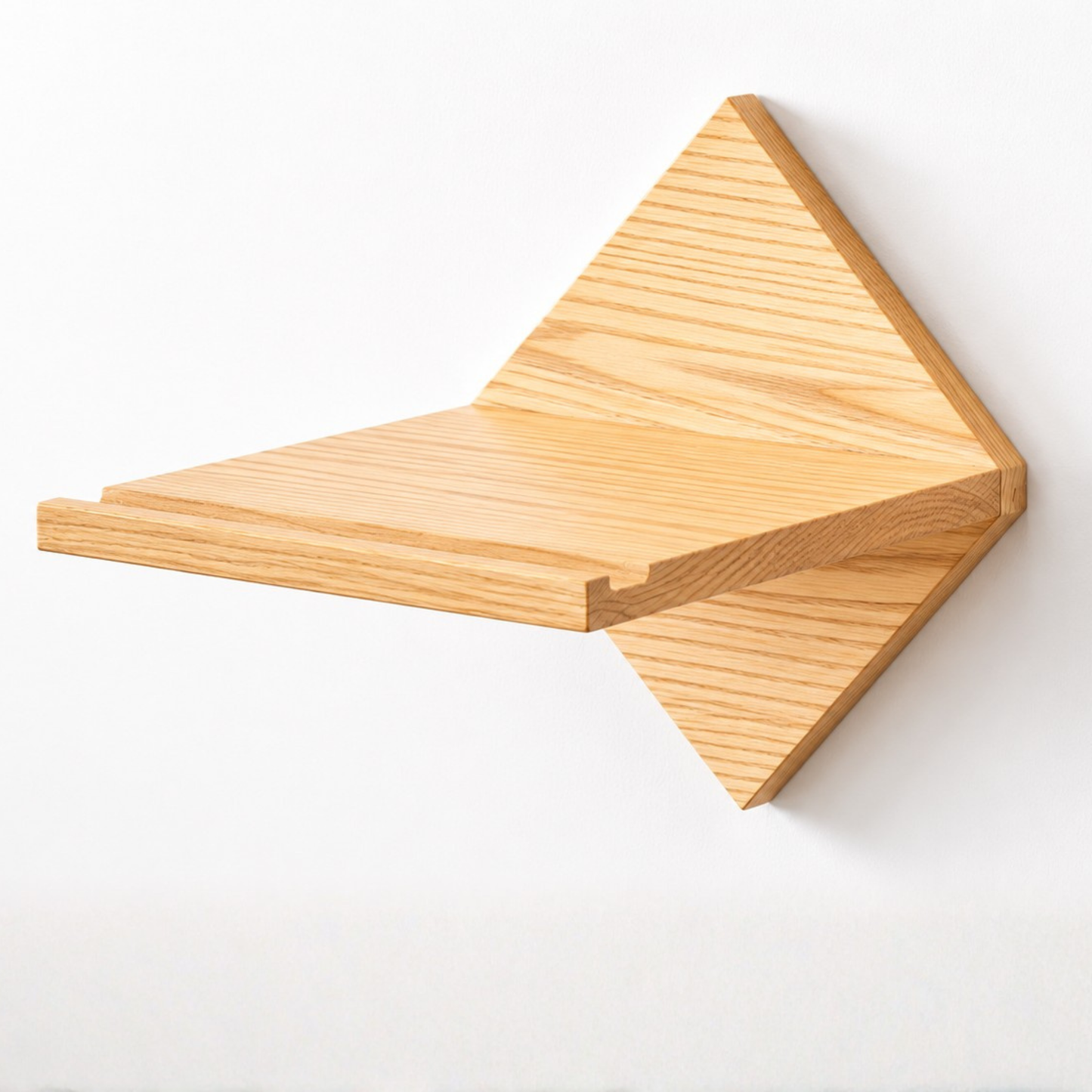 Soporte de pared para bicicleta de diseño en madera maciza forma rombo con estante – manillar hasta 24" – capacidad 35 lb