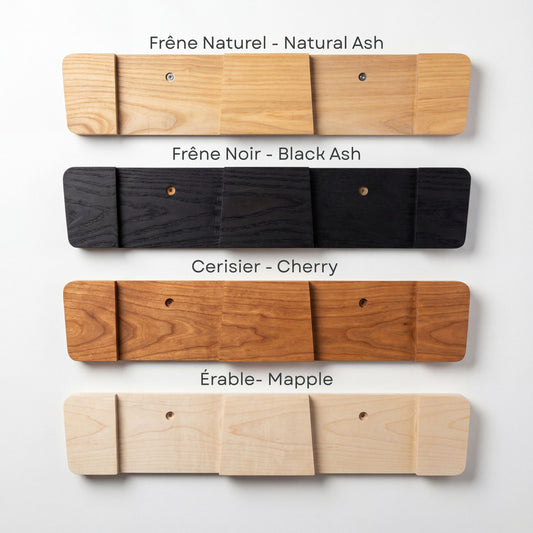 Support Mural à Plat pour Skis Alpins - Bois Franc Huilé