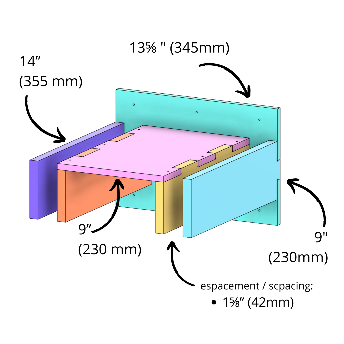 Support mural double pour serre-joints – largeur ajustable, profondeur 14", compatible Bessey