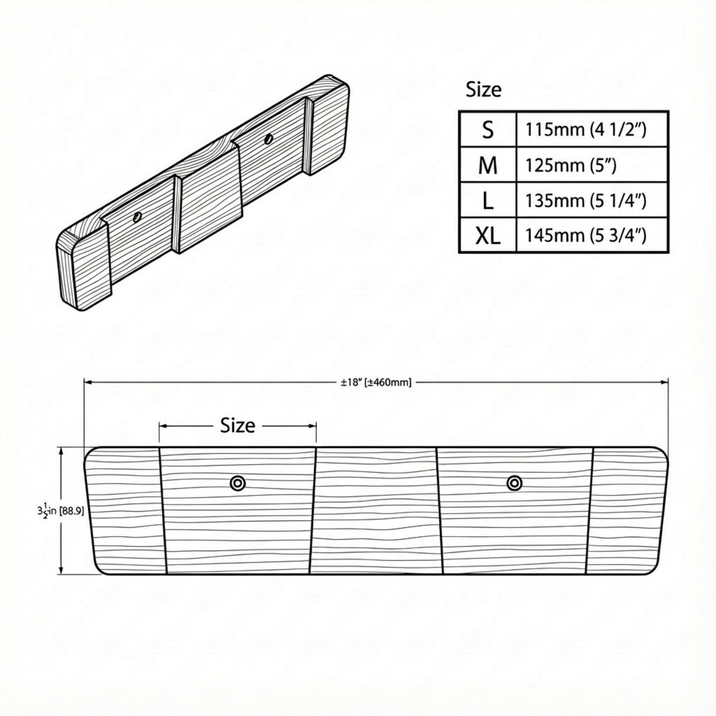 Soporte de Pared Plano para Esquís Alpinos - Madera Dura Aceitada