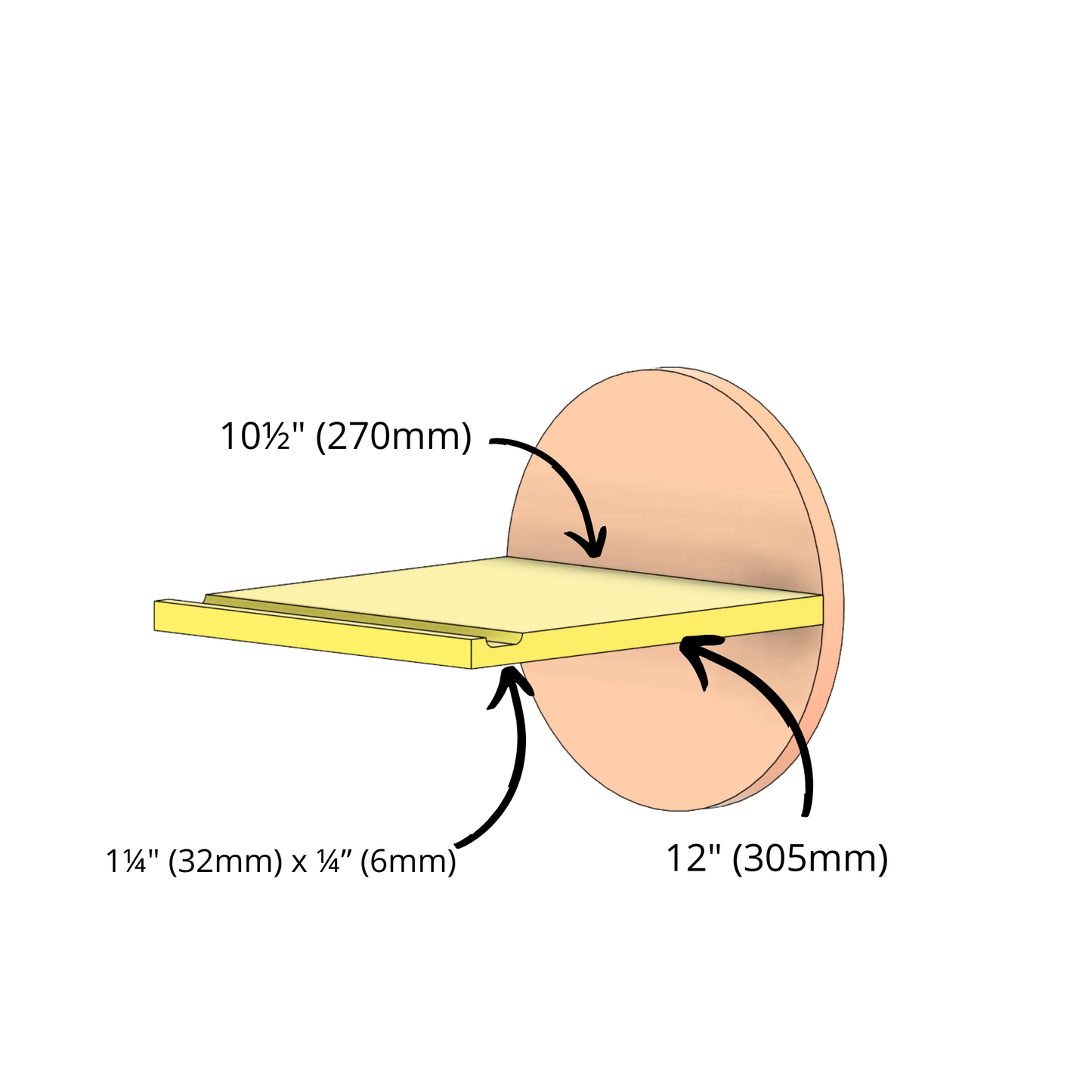 Wooden Bike Wall Mount with Shelf – Round Shape – Fits Handlebars up to 22" – 35 lb Capacity