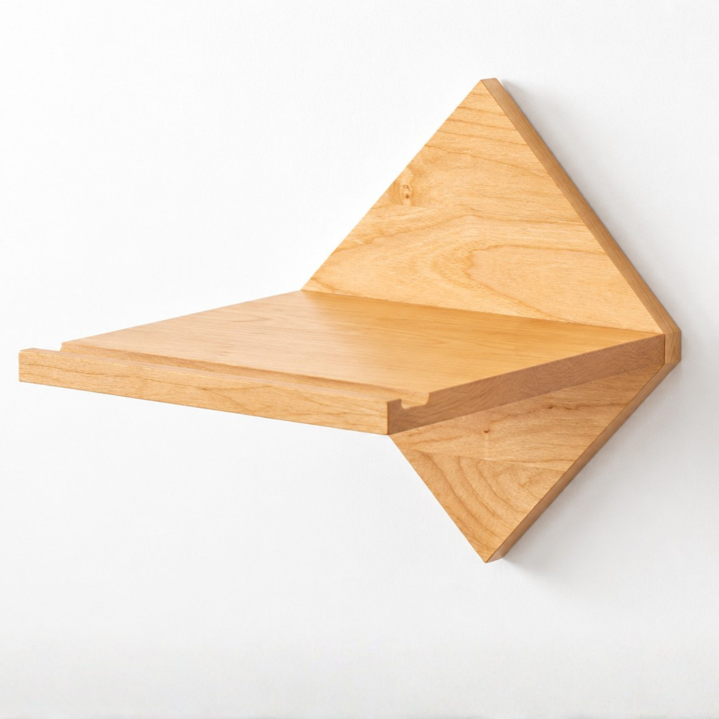 Soporte de pared para bicicleta de diseño en madera maciza forma rombo con estante – manillar hasta 24" – capacidad 35 lb