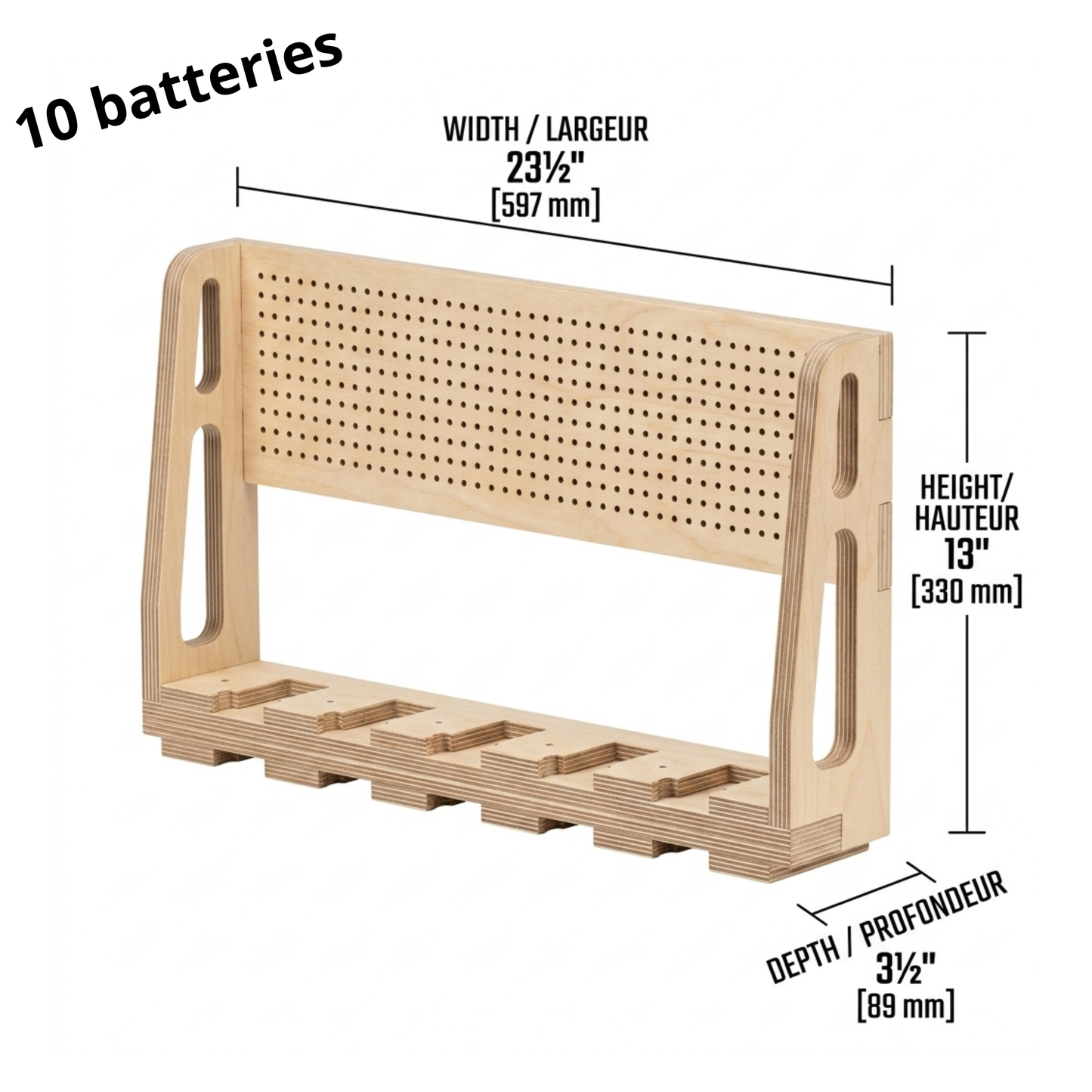 Estación de carga mural compatible con Milwaukee® — 100% madera | 8, 10 o 12 baterías