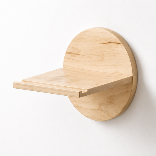 Support mural à vélo design en bois massif forme ronde avec tablette – guidon jusqu’à 22" – capacité 35 lb