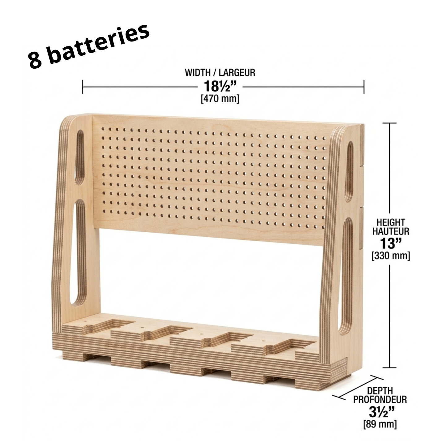 Estación de carga mural compatible con Milwaukee® — 100% madera | 8, 10 o 12 baterías