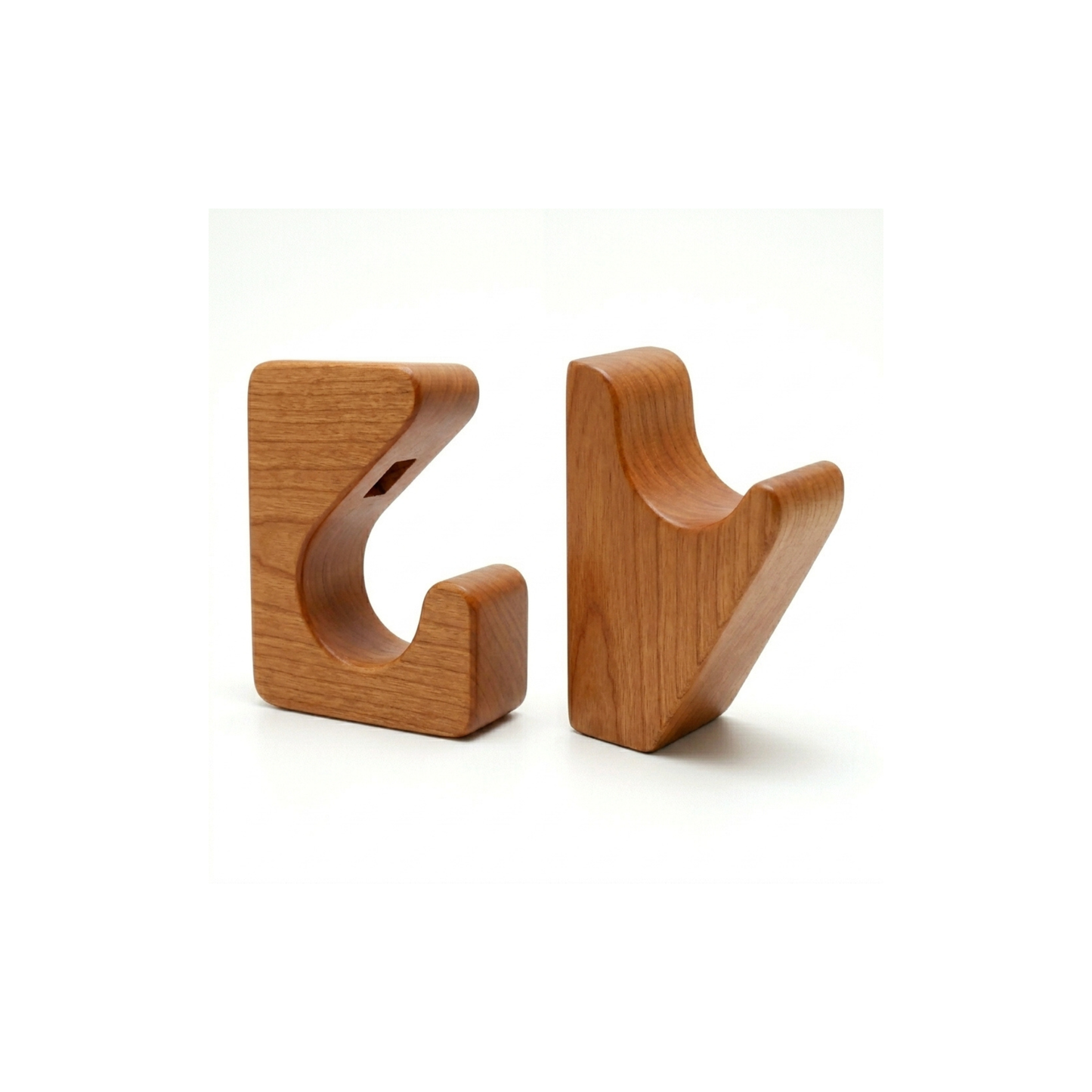 Soporte de pared para bicicleta de diseño – Madera maciza o contrachapado de cerezo, se sujeta por ruedas y cuadro, ángulo de 15–20°, tornillos y anclajes incluidos