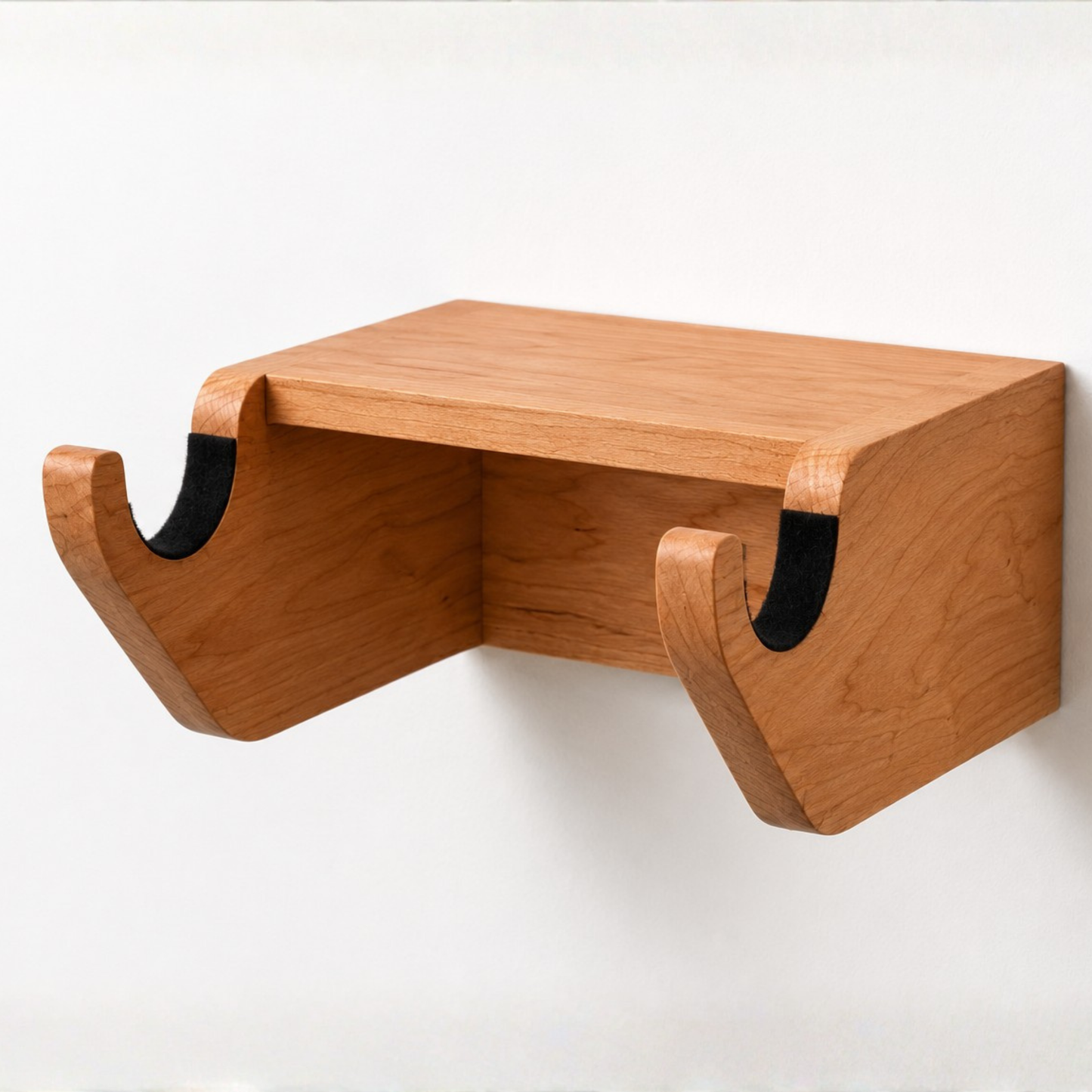 Soporte de pared para bicicleta de madera maciza o contrachapado de cerezo – Estable y sólido, tornillos incluidos, con protección para el cuadro