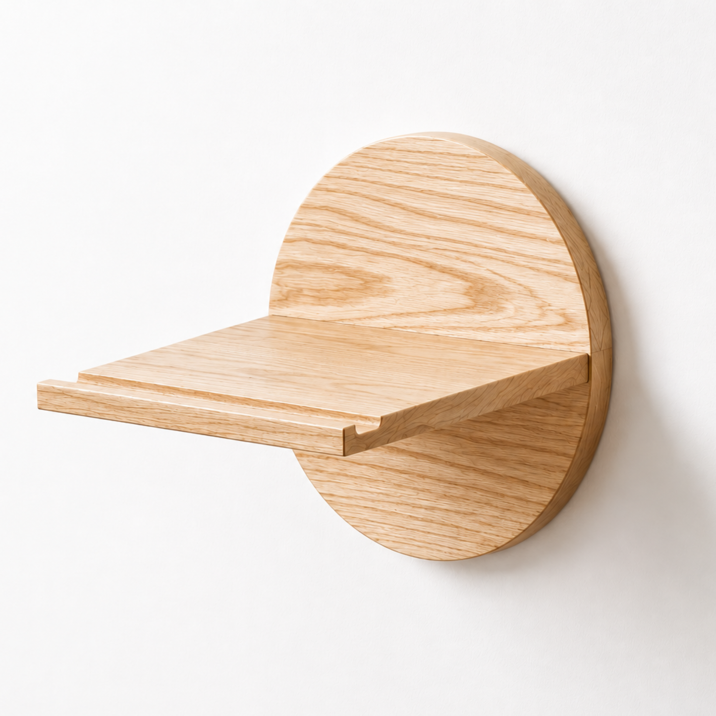 Support mural à vélo design en bois massif forme ronde avec tablette – guidon jusqu’à 22" – capacité 35 lb