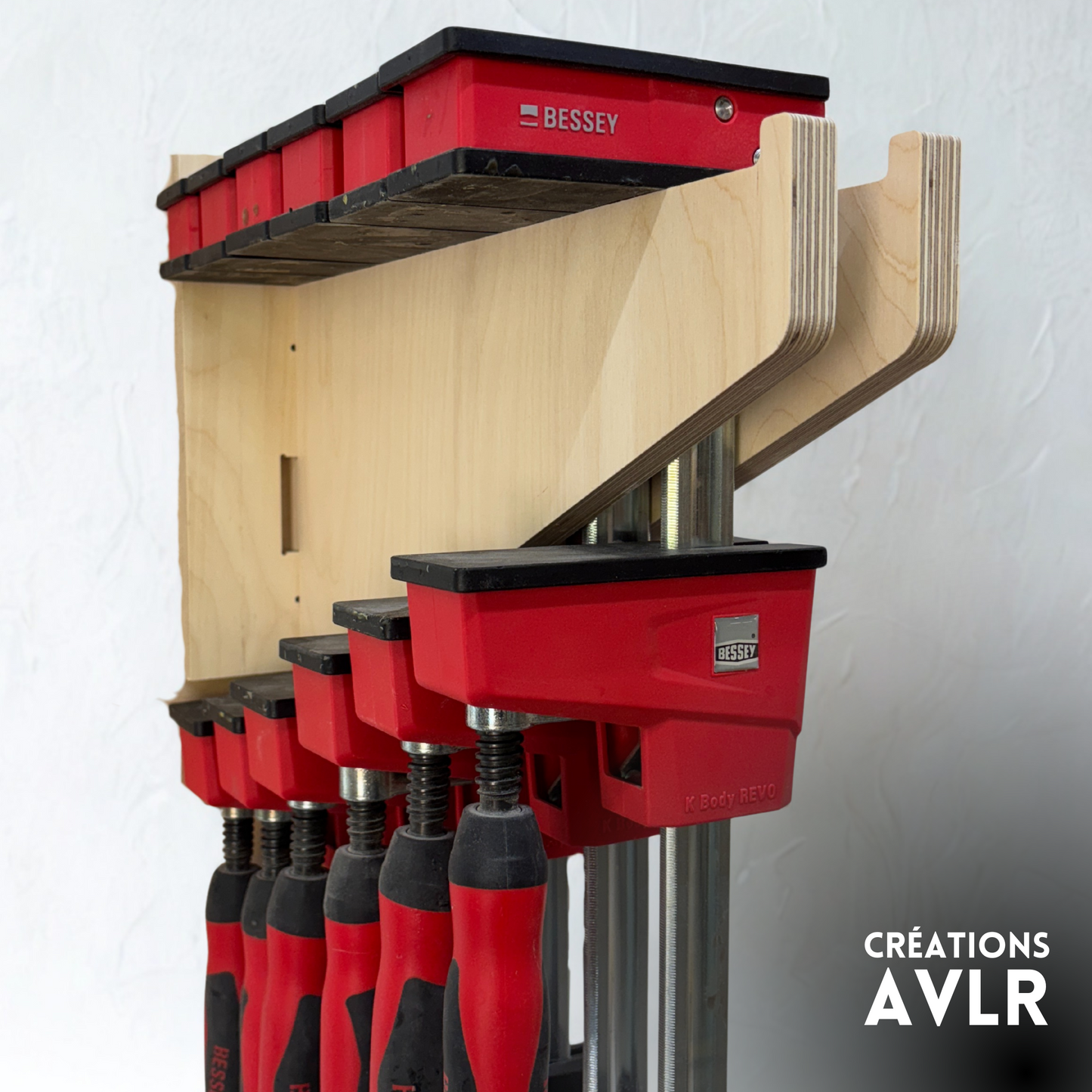 Soporte de pared ajustable para sargentos – Compatible con Bessey, tubos de 3/4" y más