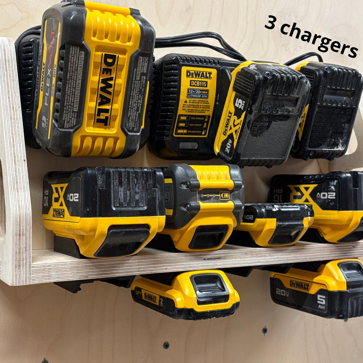 Wall-Mounted Charging Station – Fits 3 DeWalt® Chargers & 8x 20V/60V FlexVolt Batteries