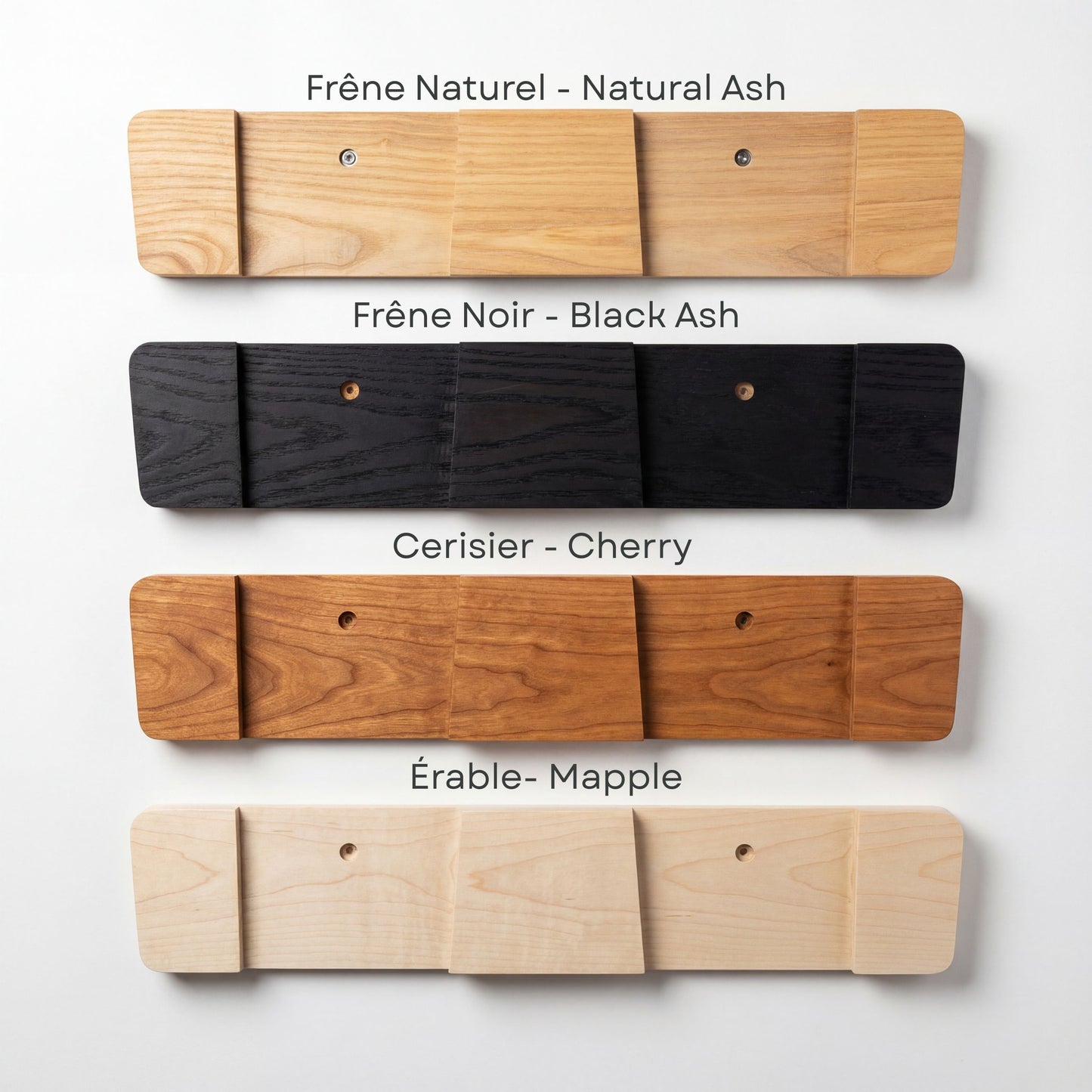 Soporte de Pared Plano para Esquís Alpinos - Madera Dura Aceitada