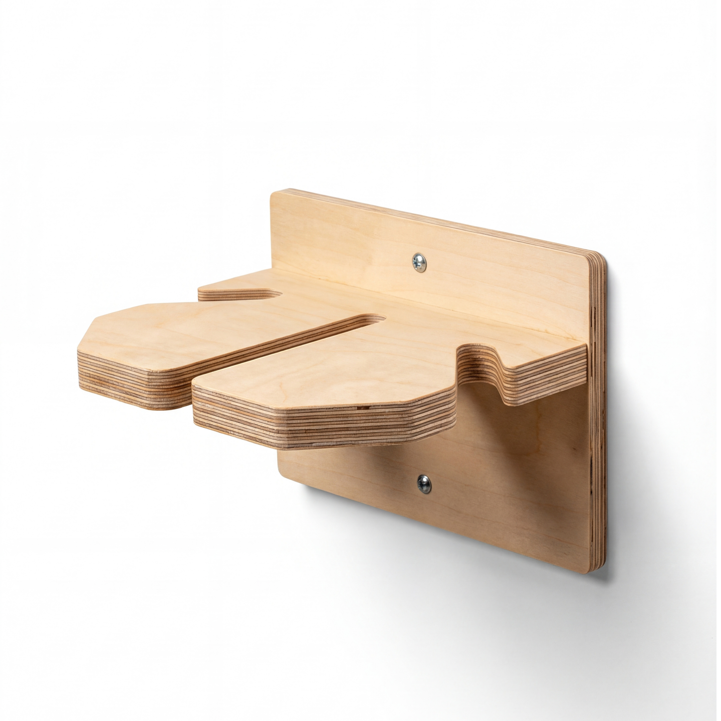 Wall-mounted alpine ski rack -  Birch plywood - 1 pair with poles