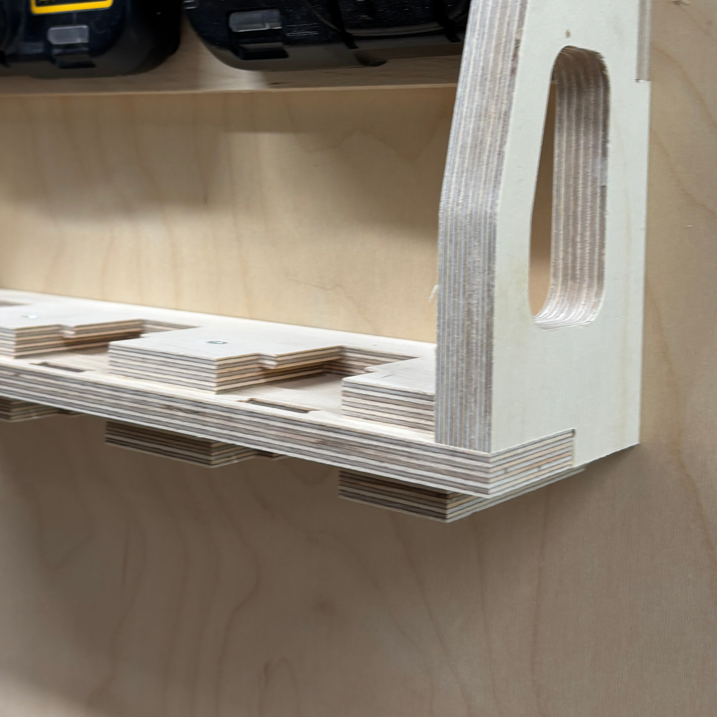 Wall-Mounted Wooden Charging Station – Compatible with DeWalt® 20V/60V Batteries – Holds 2, 3, or 4 Chargers (6 to 12 Batteries)