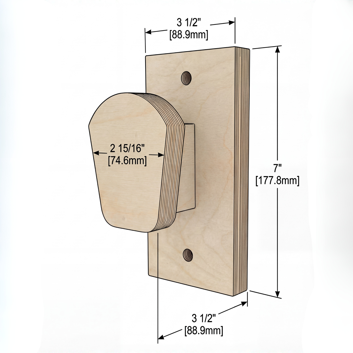Vertical wall-mounted ski rack - Birch plywood - Ultra-compact storage