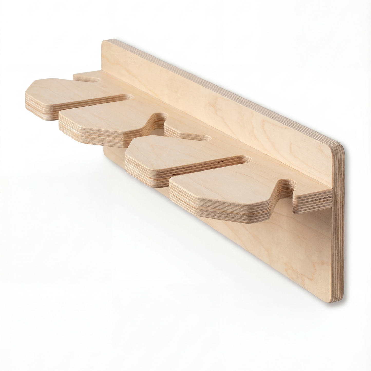 Wall-mounted alpine ski rack -  Birch plywood - 1 pair with poles