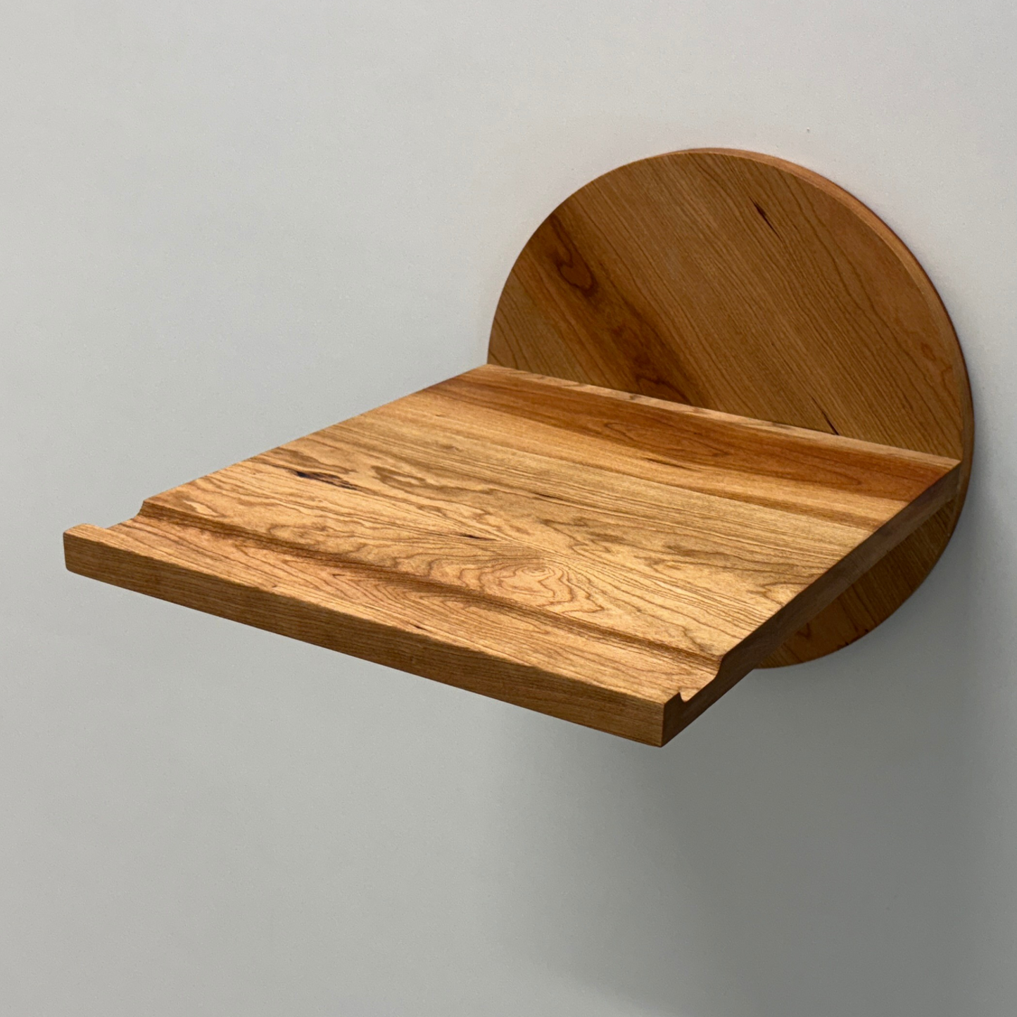 Wooden Bike Wall Mount with Shelf – Round Shape – Fits Handlebars up to 22" – 35 lb Capacity