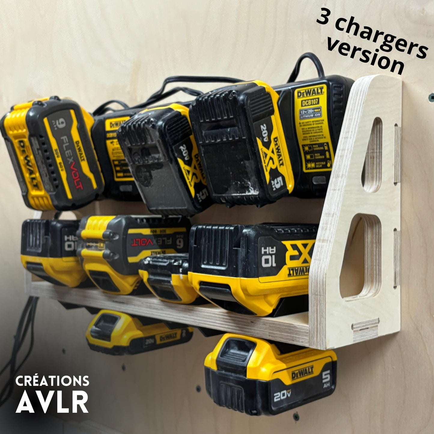 Wall-Mounted Charging Station – Fits 3 DeWalt® Chargers & 8x 20V/60V FlexVolt Batteries
