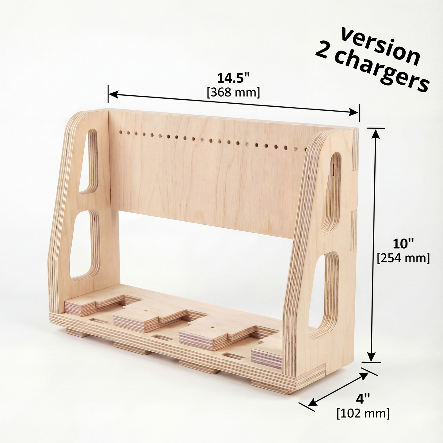 Wall-Mounted Wooden Charging Station – Compatible with DeWalt® 20V/60V Batteries – Holds 2, 3, or 4 Chargers (6 to 12 Batteries)