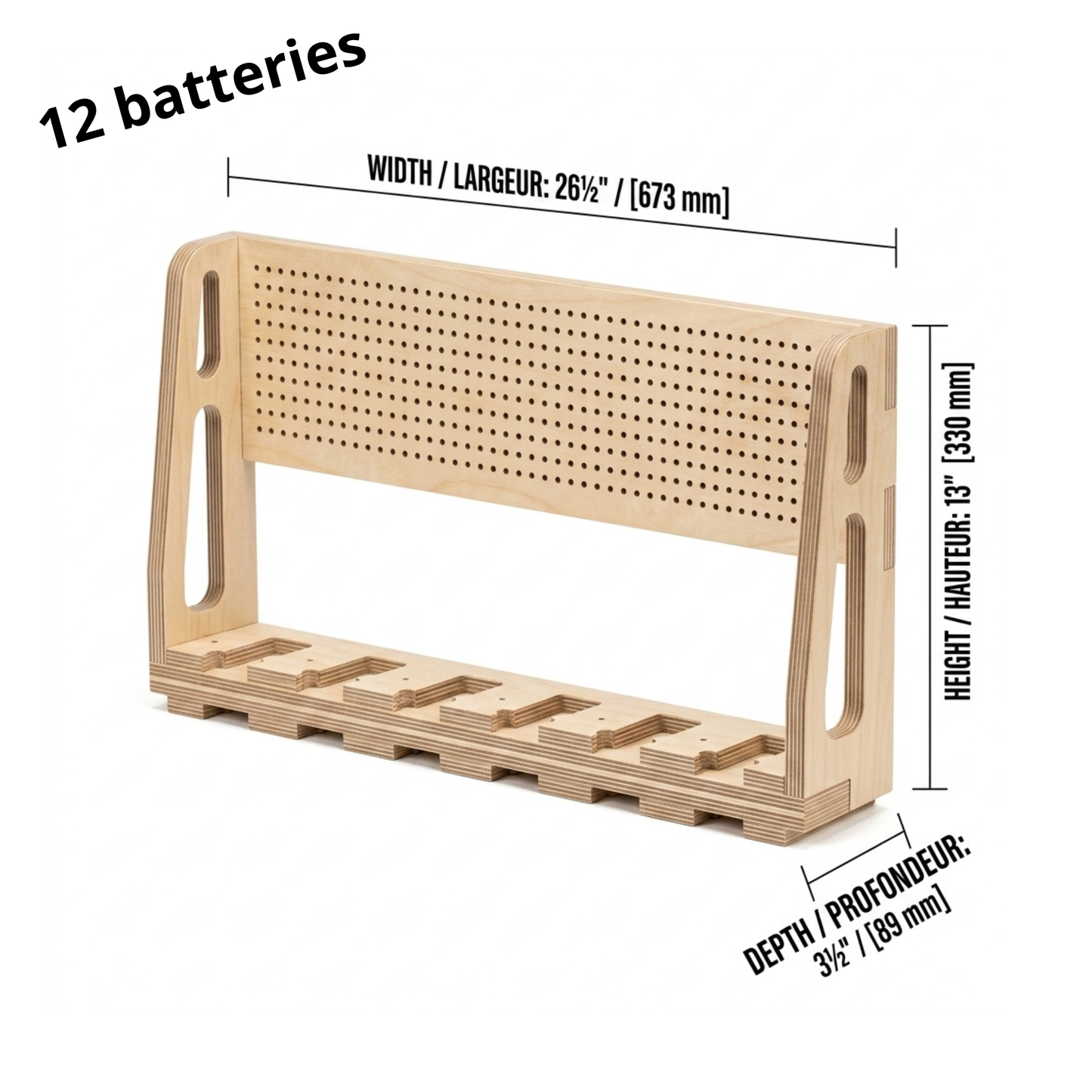 Estación de carga mural compatible con Milwaukee® — 100% madera | 8, 10 o 12 baterías