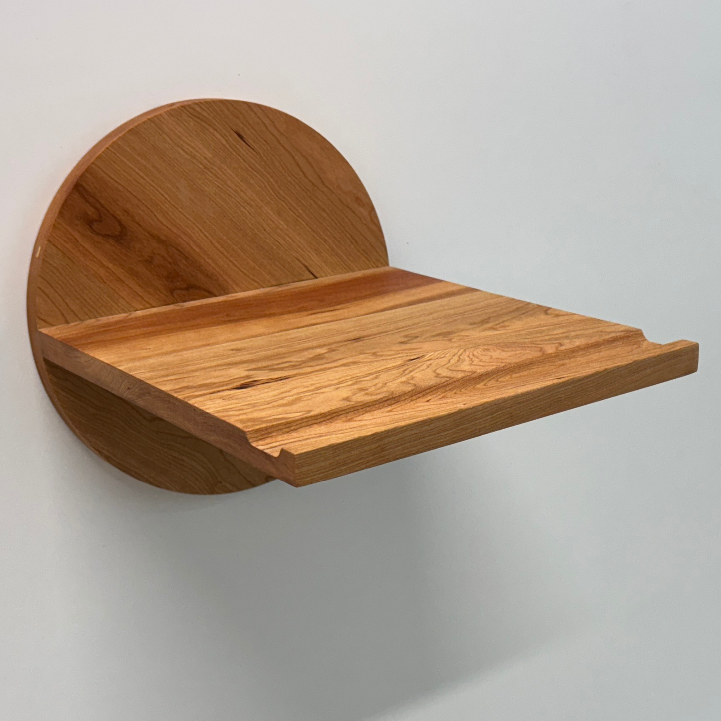 Wooden Bike Wall Mount with Shelf – Round Shape – Fits Handlebars up to 22" – 35 lb Capacity