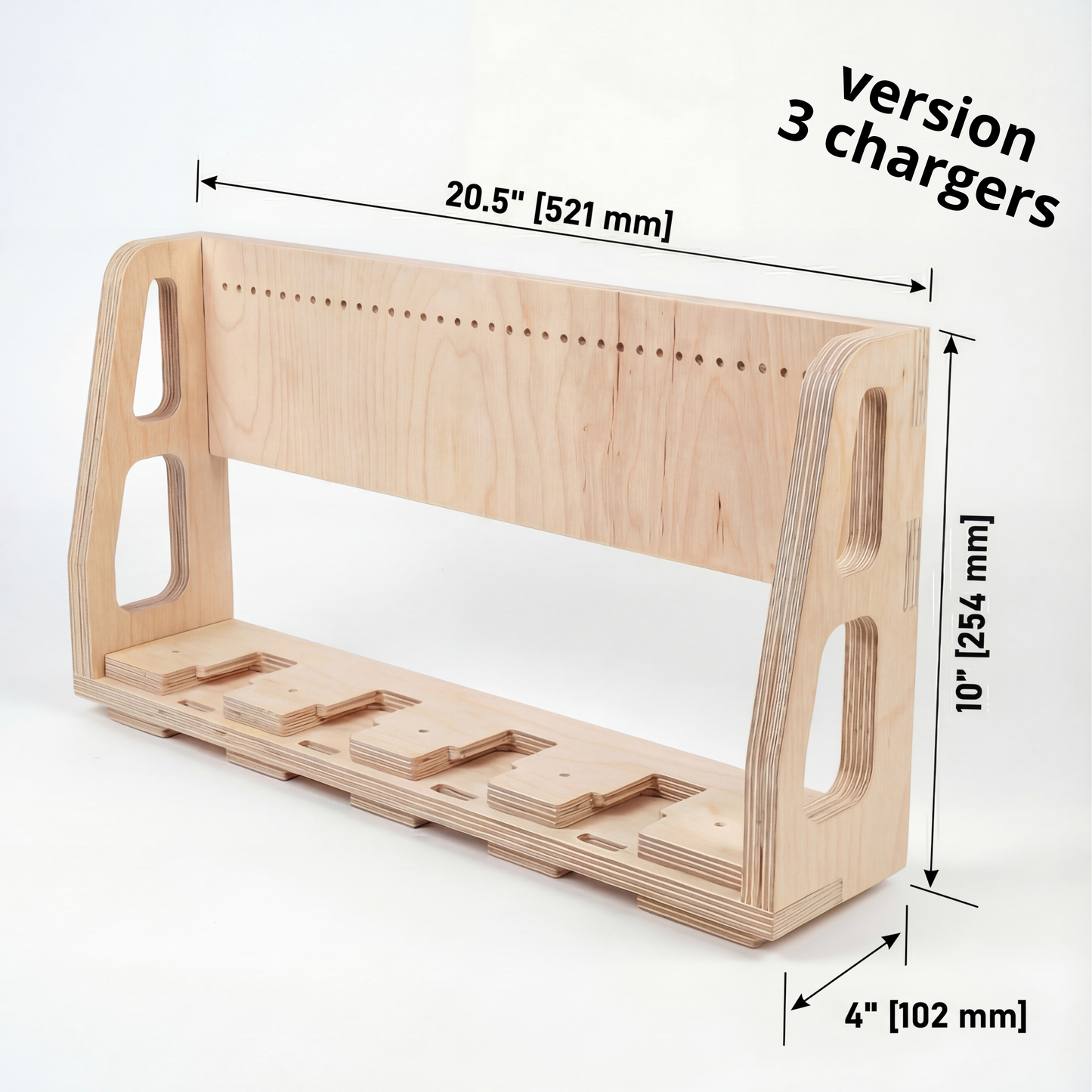 Wall-Mounted Wooden Charging Station – Compatible with DeWalt® 20V/60V Batteries – Holds 2, 3, or 4 Chargers (6 to 12 Batteries)